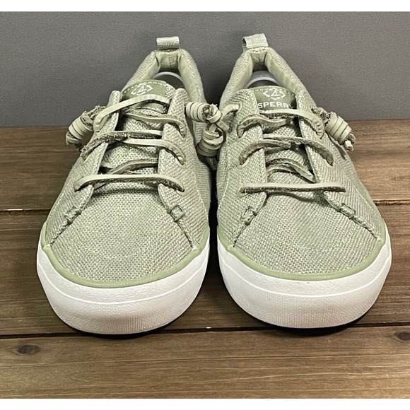 Sperry Women's Crest Vibe Baja Sneakers Size 9 Light Green Canvas - Picture 2 of 15